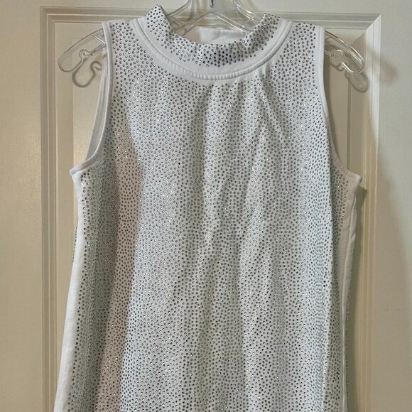 👑 Queen of Sparkles White Rhinestone Sleeveless Dress – XS - Picture 1 of 5